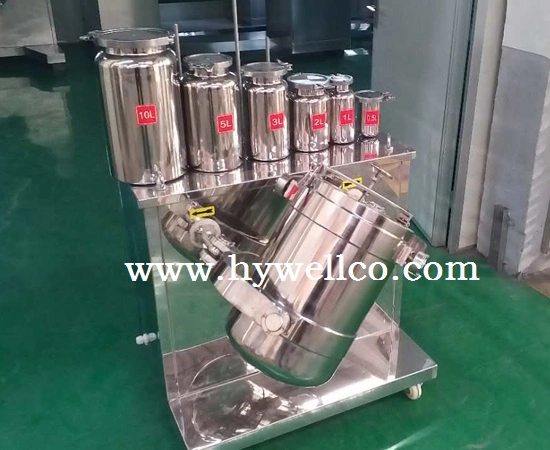 1L to 20L Interchangeable Hopper / Barrel Lab Three Dimensional Mixer for Dry Powder